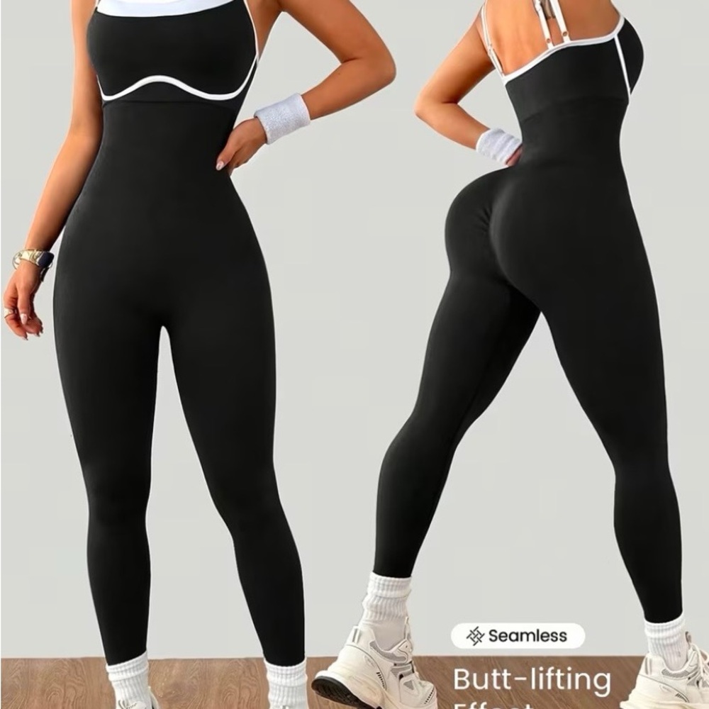 Black Seamless Butt-Lifting Jumpsuit